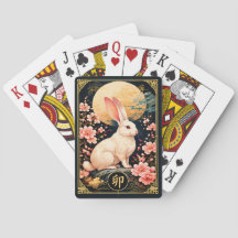Chinese Zodiac Rabbit Golden Moon Playing Cards
