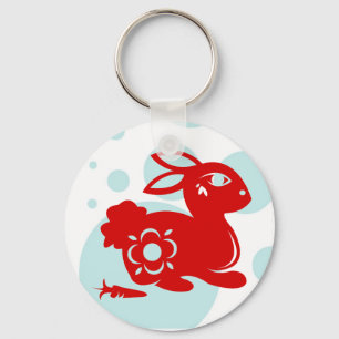 CHINESE ZODIAC RABBIT PAPERCUT ILLUSTRATION KEY RING