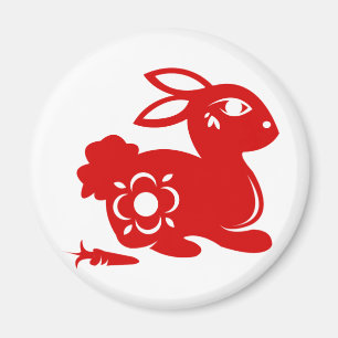 CHINESE ZODIAC RABBIT PAPERCUT ILLUSTRATION MAGNET