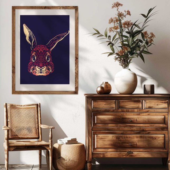 Chinese Zodiac Rabbit Wall Art Print Rustic Decor (Chinese Zodiac Rabbit Wall Art Print Rustic Decor by TinkPrints.)