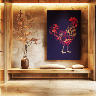 Chinese Zodiac Rooster Wall Art Print   Japandi 
