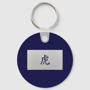 Chinese zodiac sign Tiger blue Key Ring