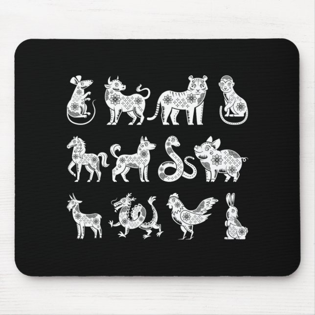 Chinese Zodiac Signs Lunar Chinese New Year  Mouse Mat (Front)