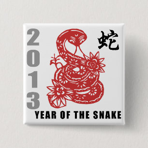 Chinese Zodiac Snake 2013 15 Cm Square Badge