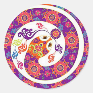 Chinese Zodiac Snake Colourful Series Classic Round Sticker