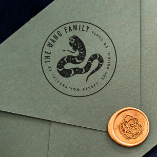 Chinese Zodiac Snake   Family Name Return Address Rubber Stamp