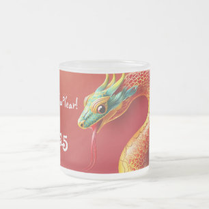 chinese zodiac symbol new year 2025 snake asian frosted glass coffee mug