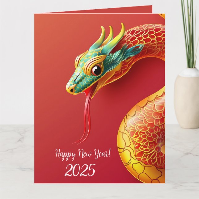 chinese zodiac symbol new year 2025 snake asian st card (Front)