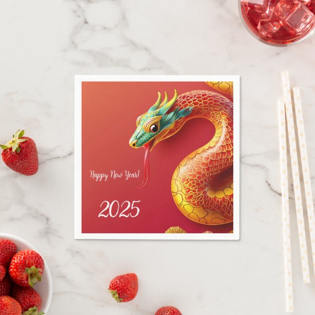 chinese zodiac symbol new year 2025 snake asian st napkin (Insitu)