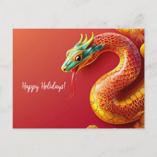 chinese zodiac symbol new year 2025 snake asian st postcard