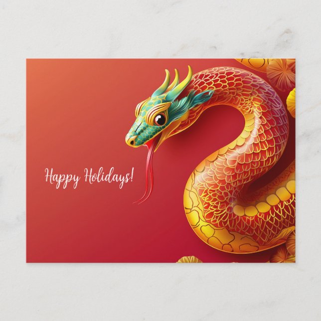chinese zodiac symbol new year 2025 snake asian st postcard (Front)