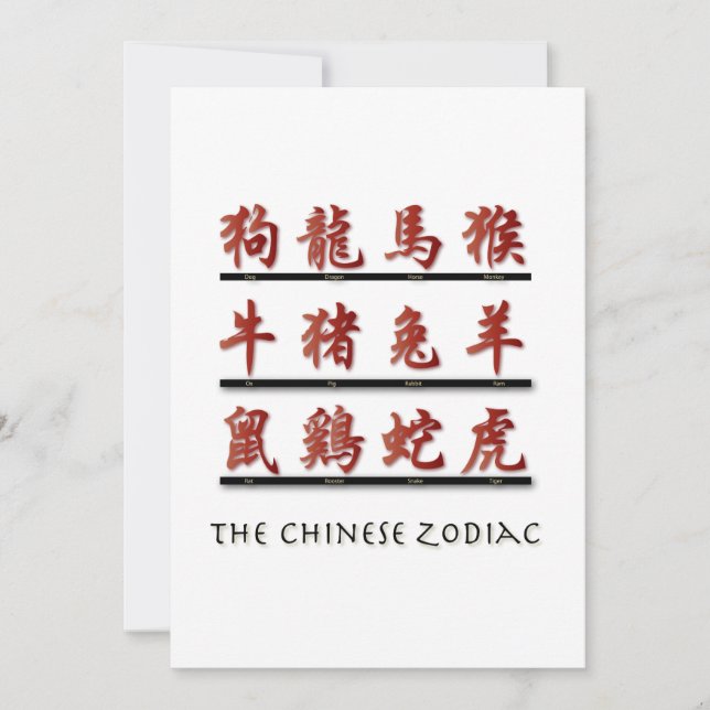 Chinese Zodiac Symbols Invitation (Front)