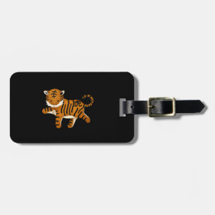 Chinese Zodiac Tiger Cute Astrology Sign Black Luggage Tag