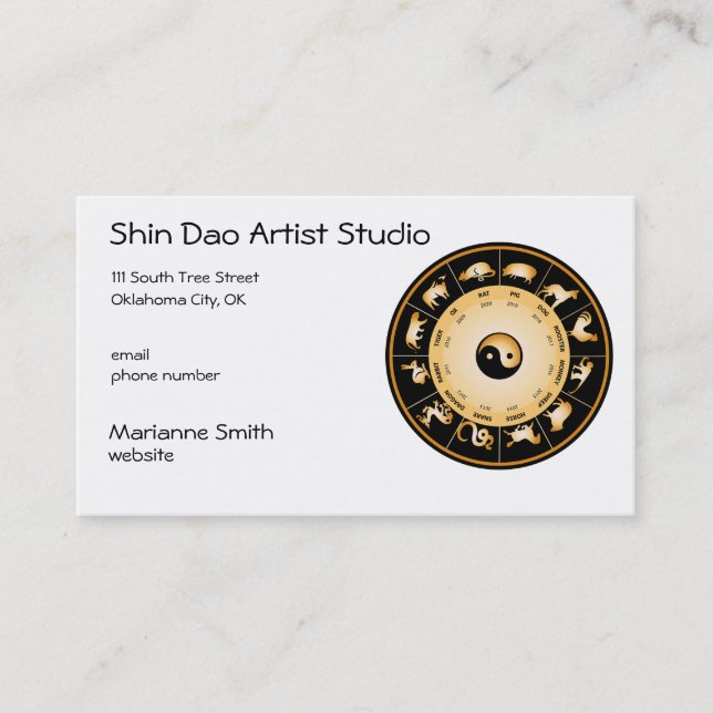Chinese Zodiac Wheel Business Card (Front)