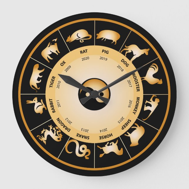 Chinese Zodiac Wheel Large Clock (Front)