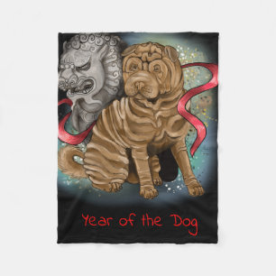 Chinese Zodiac Year of the Dog Fleece Blanket