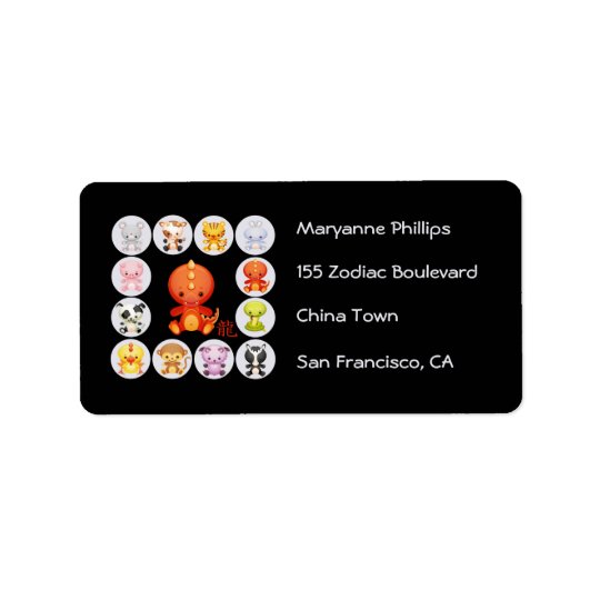 Chinese Zodiac Year of the Dragon Address Label
