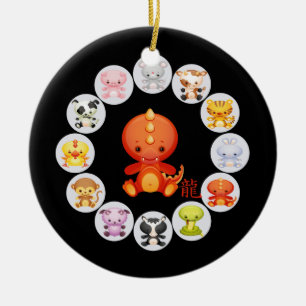 Chinese Zodiac Year of the Dragon Ceramic Tree Decoration