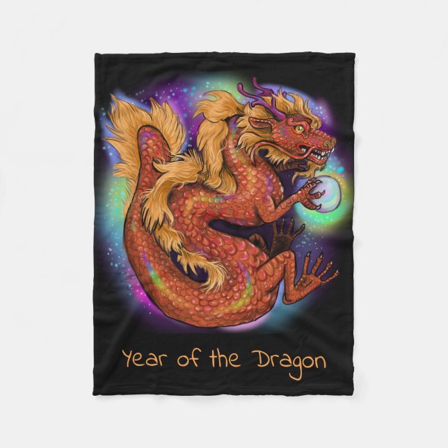 Chinese Zodiac Year of the Dragon Fleece Blanket (Front)