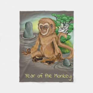 Chinese Zodiac Year of the Monkey Fleece Blanket