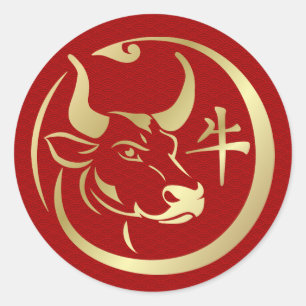 Chinese Zodiac Year of the Ox 2021 Classic Round Sticker