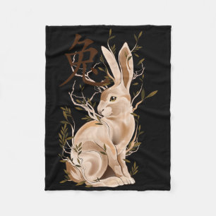 Chinese Zodiac Year Of The Rabbit Animal Sign Luna Fleece Blanket