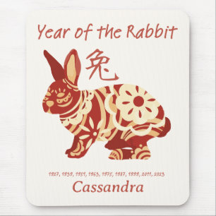 Chinese Zodiac Year Of The Rabbit Animal Sign  Mouse Mat