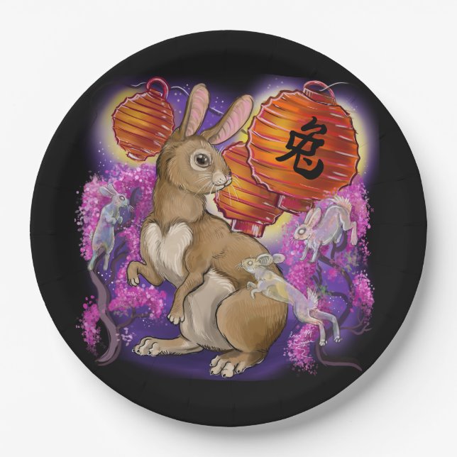 Chinese zodiac year of the rabbit  paper plate (Front)