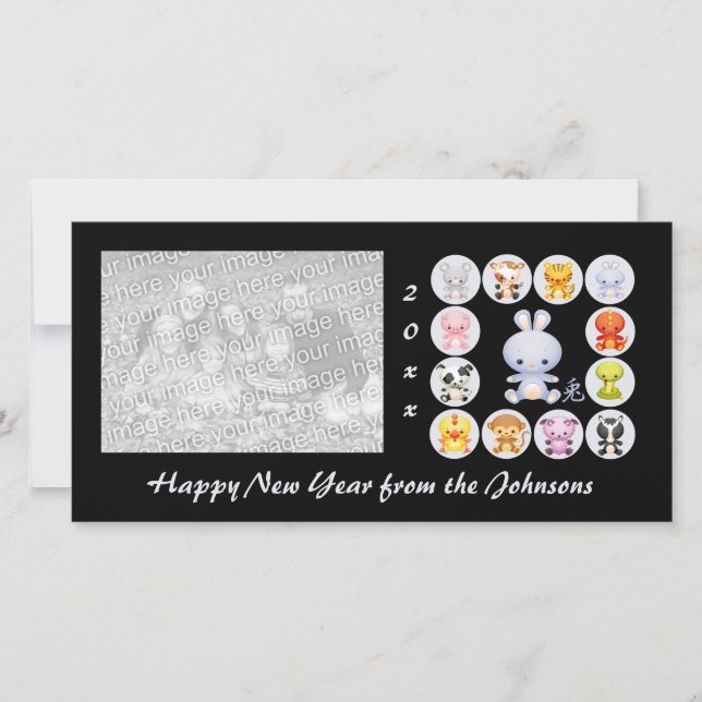 Chinese Zodiac Year of the Rabbit Photo Card (Front)