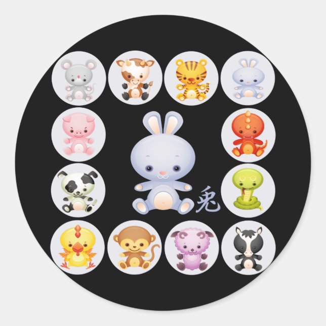 Chinese Zodiac Year of the Rabbit Stickers (Front)