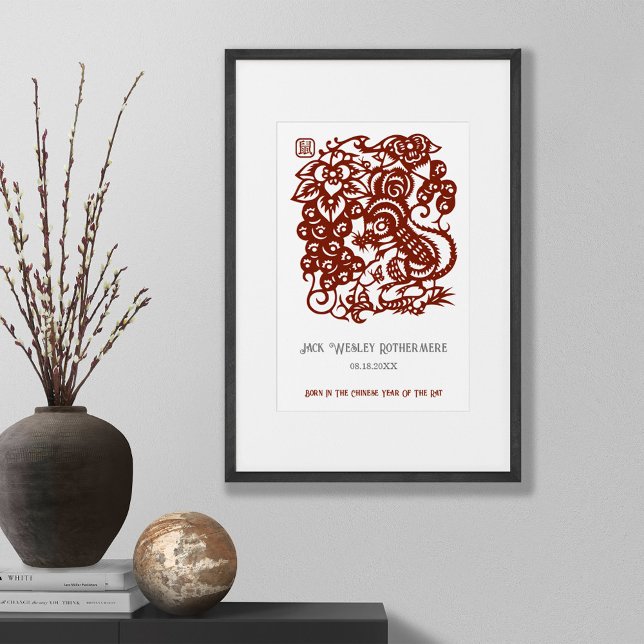 Chinese Zodiac Year Of The Rat Birthday Print Gift (Creator Uploaded)