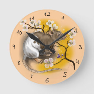 Chinese Zodiac Year of the Rat Round Clock