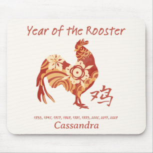 Chinese Zodiac Year Of The Rooster Animal Sign  Mouse Mat