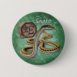 Chinese Zodiac Year of the Snake Art 6 Cm Round Badge