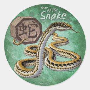 Chinese Zodiac Year of the Snake Art Classic Round Sticker