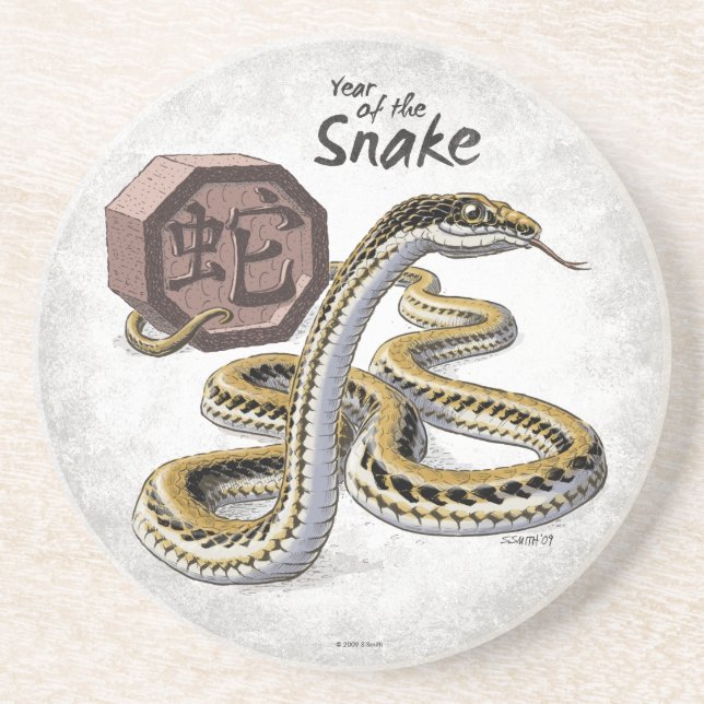 Chinese Zodiac Year of the Snake Art Coaster (Front)