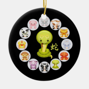 Chinese Zodiac Year of the Snake Ceramic Tree Decoration