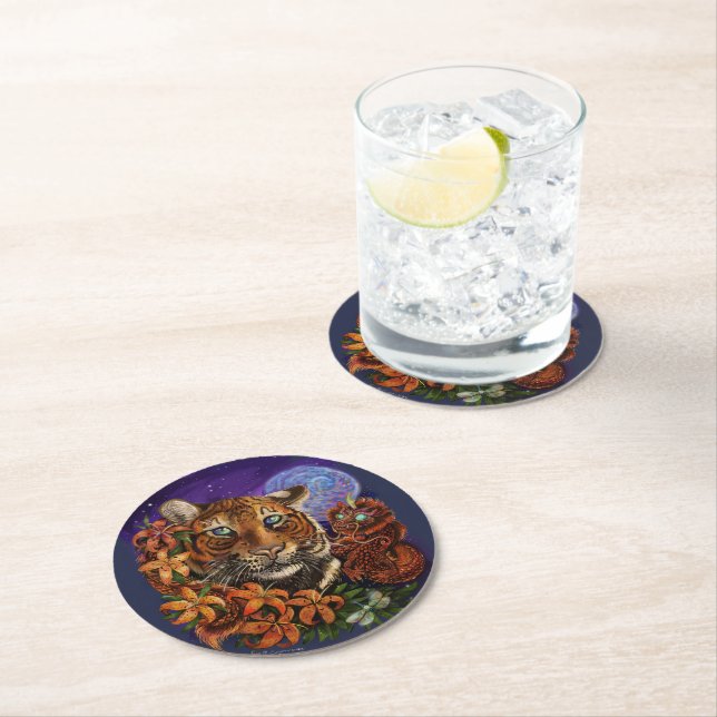 Chinese zodiac year of the Tiger 2022 New Art Round Paper Coaster (Insitu)