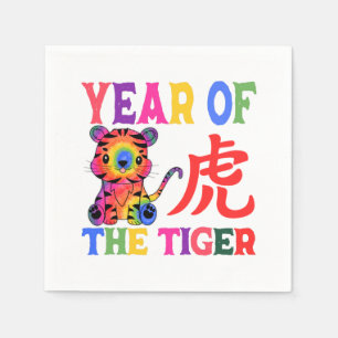 Chinese Zodiac - Year of the Tiger in Rainbow Napkin