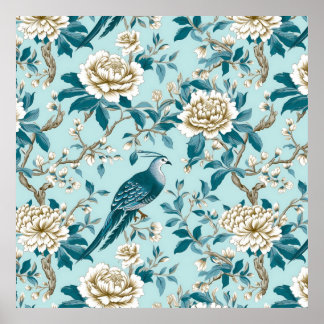 Chinesoire,vintage,antique,Songbird,Peony,Cherry B Poster