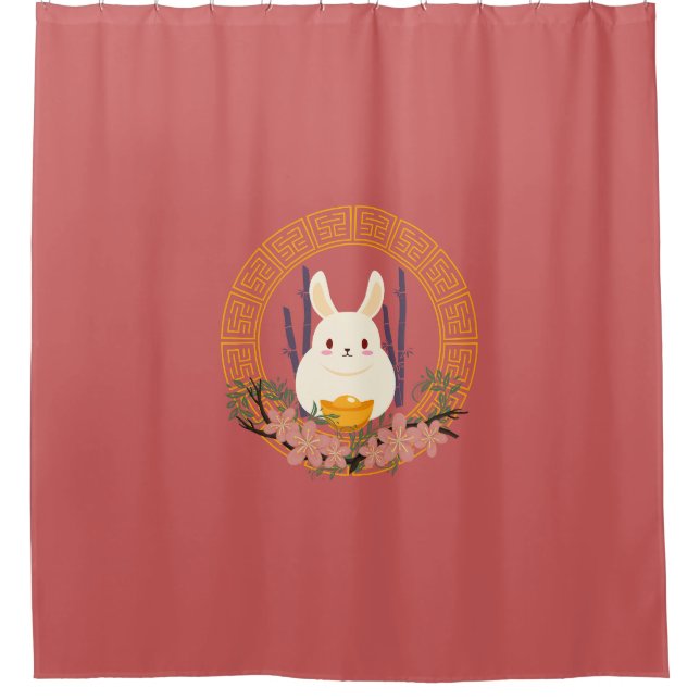 chinesse bunny  shower curtain (Front)