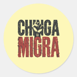 Chinga La Migra Anti-ICE Shirt –Vintage Resistance Classic Round Sticker