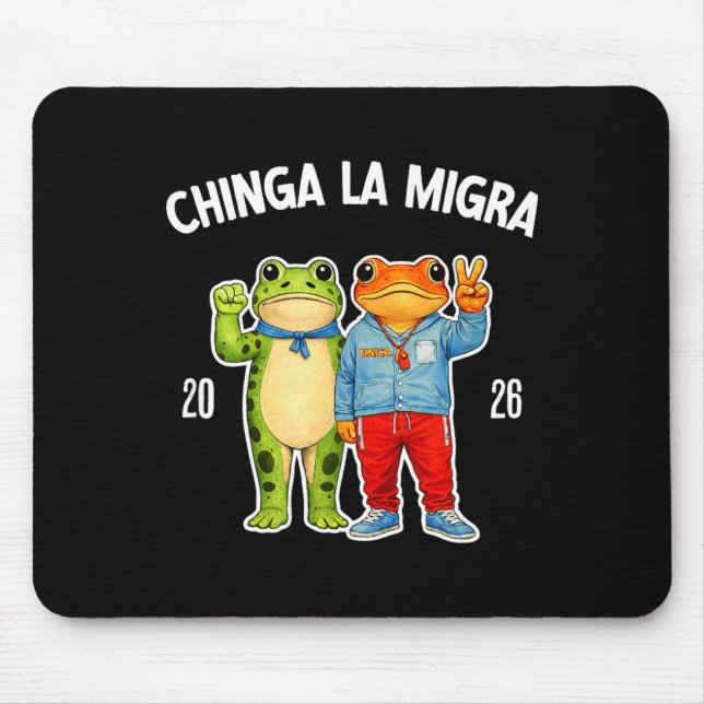 Chinga la migra funny frog protest graphic  mouse mat (Front)