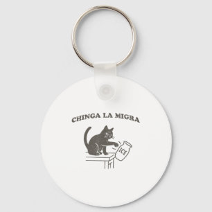 Chinga La Migra Immigration Abolish Ice Funny Cat Key Ring