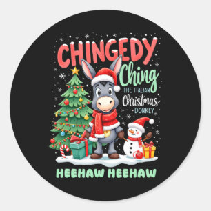 Chingedy Ching The Italian Christmas Donkey Heehaw Classic Round Sticker