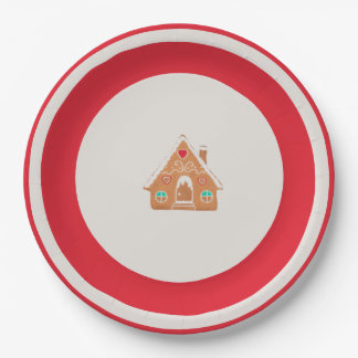 Chingerbread House Christmas Plate Red