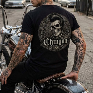 Chingon Rockabilly Skull Back hit T-Shirt