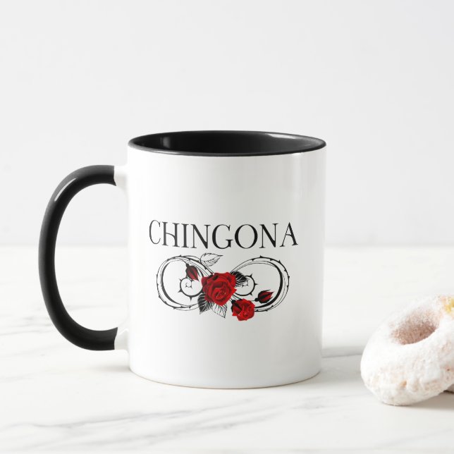 Chingona Red rose Mexican  Mug (With Donut)