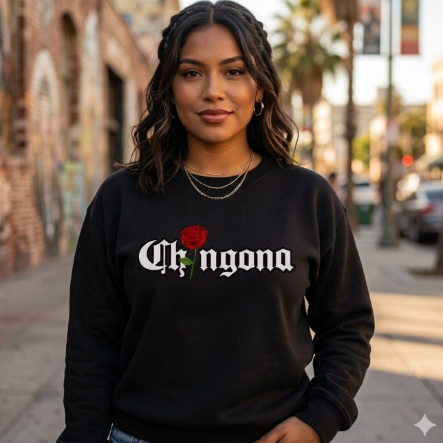 Chingona Red Rose sweatshirt (Chingona Red Rose sweatshirt)