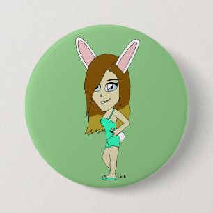 Chini Bunny girl  7.5 Cm Round Badge